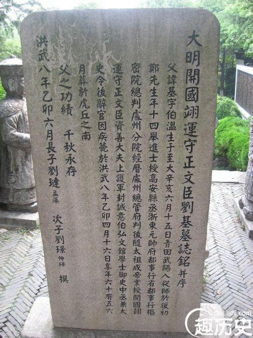 刘伯温的墓在哪里刘伯温的碑文上写了什么
