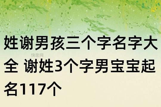 姓谢男孩三个字名字大全 谢姓3个字男宝宝起名117个