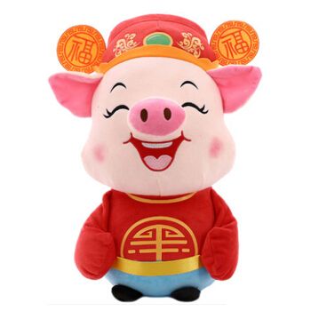 红泡泡绿果果毛绒玩具猪猪年吉祥物公仔生肖猪定制年会礼品玩偶布娃娃