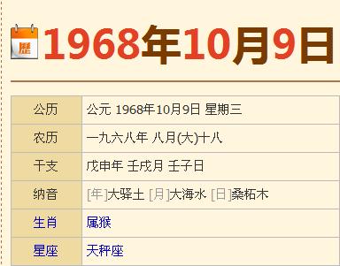 68年8月18日农历是什么星座