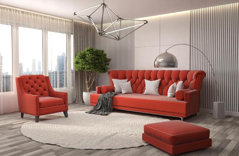 客厅里的红色沙发