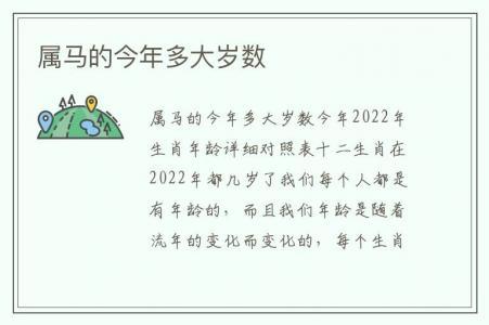 属马的今年多大岁数今年2023 年生肖年龄详细对照表十二生肖在2023 年