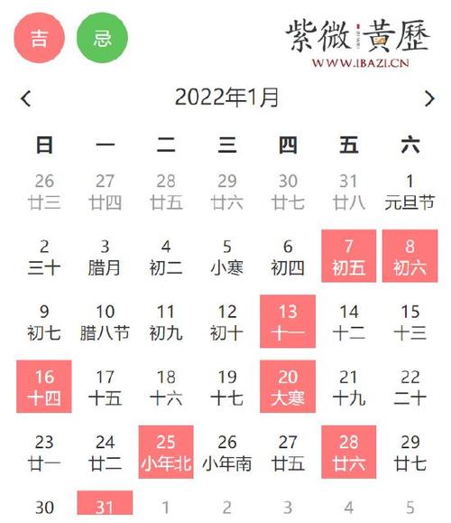 好日子送达1月黄道吉日组图