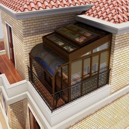铝合金钢结构夹胶钢化玻璃德高瓦阳光房 遮阳屋顶露台雨棚封阳台
