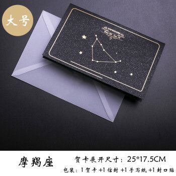 星座贺卡折叠生日节日祝福可写字的空白贺卡带信封 (大号)摩羯座12