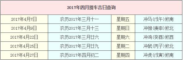 2023年4月提车吉日查询2023年4月提车吉日一览表