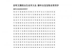 好听文雅的女生名字大全猴年女宝宝取名常用字