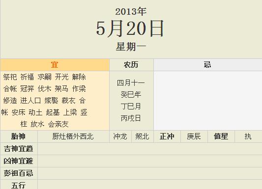 2023年5月20日黄历