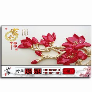 超薄无框led数码万年历电子钟大挂表静音 span class=h>挂钟 /span>表