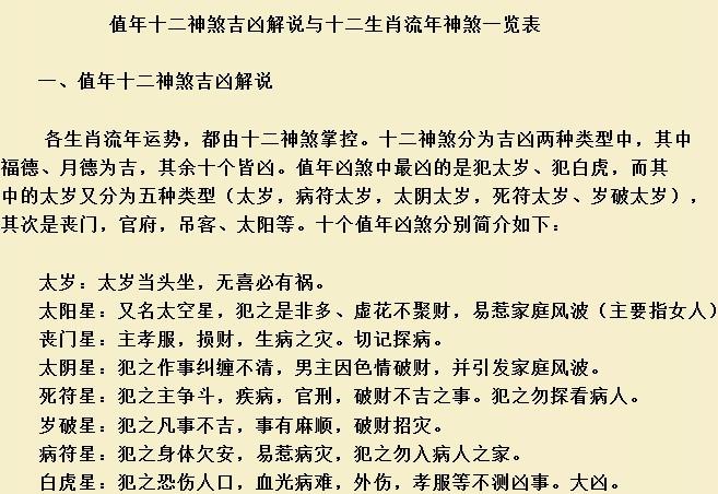 值年十官符(亦称五鬼):官符入命凶,口舌官司重,破财廉外孝,作福祷苍穷