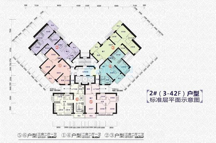 恒大外滩2#(3-42f)标准层平面示意图鉴赏_海口房产_海南房产网
