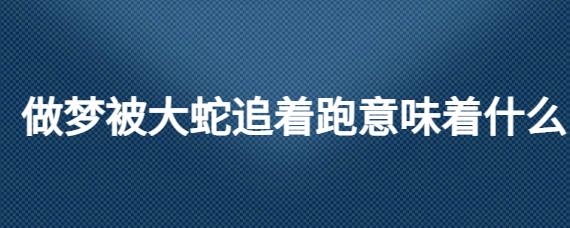 做梦被蛇追着跑意味着什么