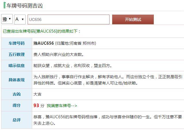 车牌号码测吉凶,免费车牌号码吉凶号码测试打分查询方法大全