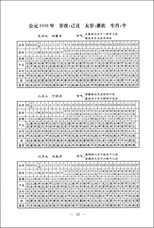 万年历60年甲子表