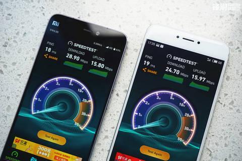左:小米手机5,右:魅族pro 6(移动网络下测试结果2)