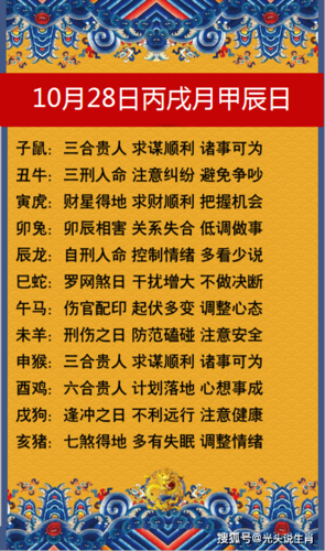 十二生肖2023年10月28日丙戌月每日运势