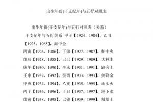 出生年份干支纪年与五行对照表整理版doc20页