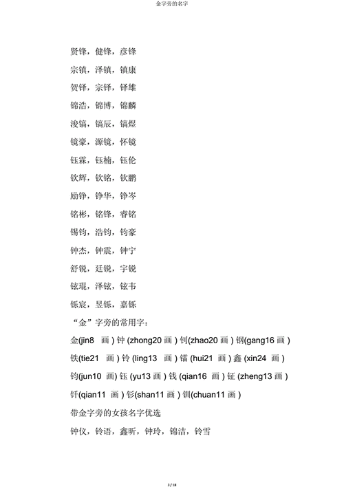 金字旁女孩取名字有哪些字-帮女孩取个带金字旁的名字._玄禅起名网