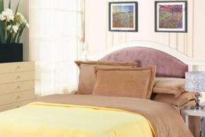 朵罗塔家纺 加厚保暖珊瑚绒四件套 金黄配咖啡 1.2m(4英尺)床【图片