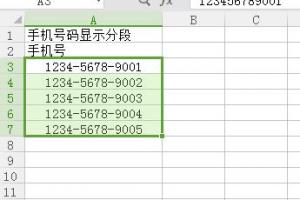 如何在表格中将手机号码分段显示