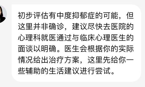 咨询了网上医生初步诊断我有中度抑郁症,我要去医.