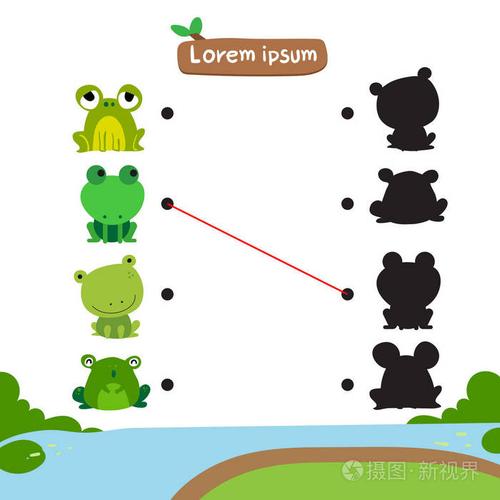 青蛙匹配游戏矢量设计, 动物配对游戏矢量设计
